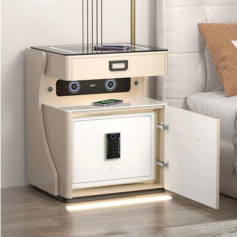 Hotel Home Smart Hot Sale Technology Modern Solid Wood Locker Bedroom Bedside Table with Usb