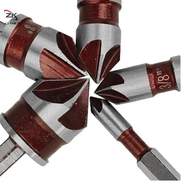 

5 шт./компл. 1/2 "1/4" 3/8 "3/4" 5/8 "зенковочное сверло с шестигранным хвостовиком, фреза, фреза для отверстий, дерево, металл, пластик, инструменты для снятия фаски