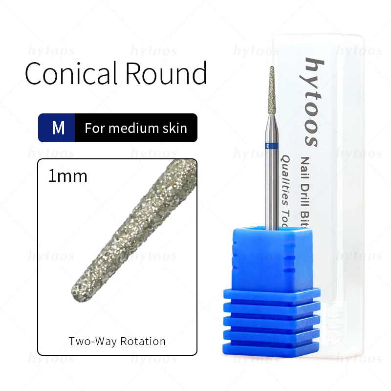 HYTOOS Conical Diamond Nail Drill Bits Pro Russian Cuticle Bit for Nail Drill Dead Skin Cuticle Cleaner Nails Pre-treatment Tool