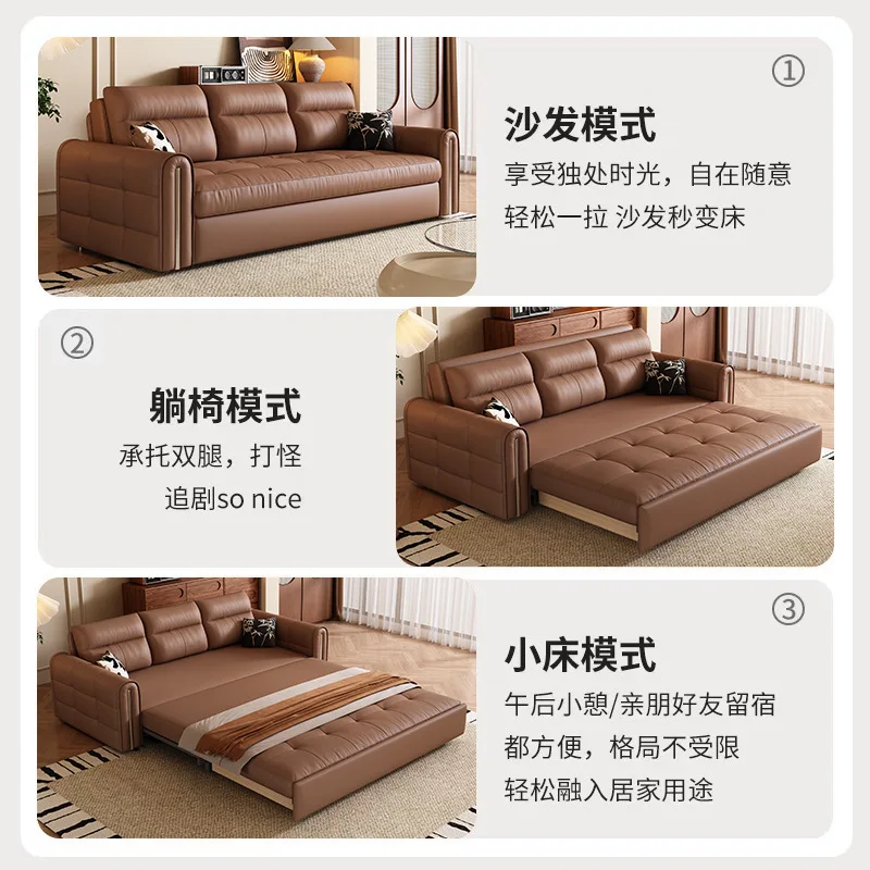 Retro style sofa bed, multi functional dual purpose storage folding sofa