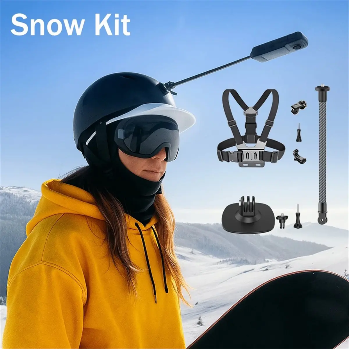 Skiing Video Kit Helmet Extension Rod for Cameras Ski Camera Accessories Plastic+Metal