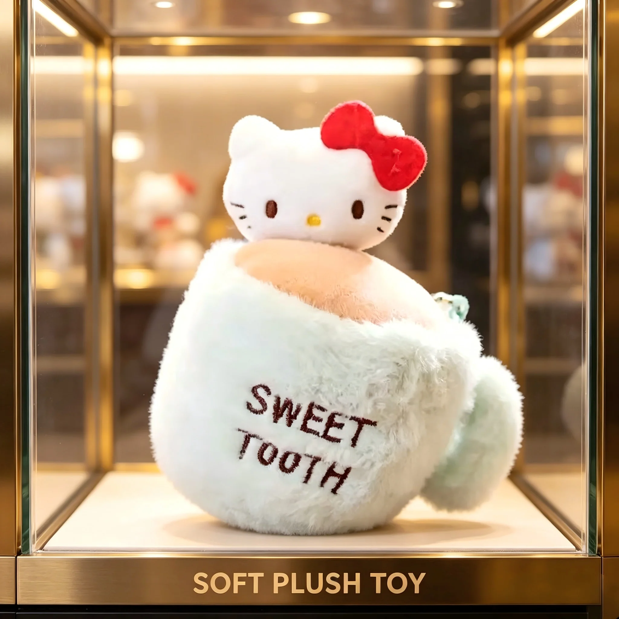 New Hello Kitty Cake Plush Pendant, Cute Cartoon Strawberry Cherry Mini Bag Pendant Keychain, Soft Plush Doll view 3