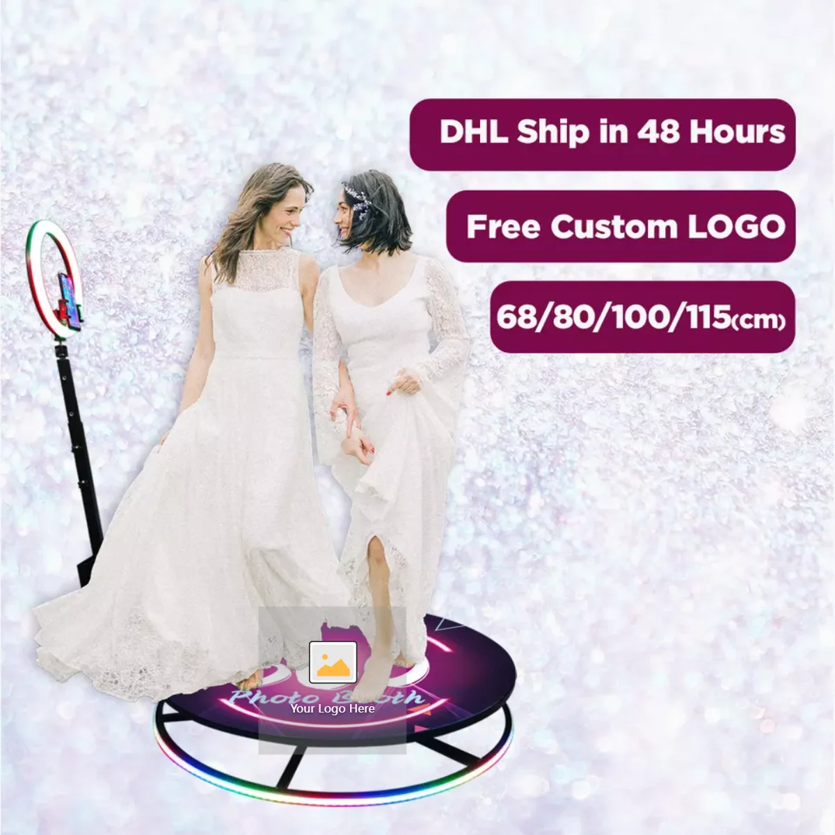 Drop Ship Lights 360 Camera Photo Booth Photobooth Video 360-Photo-Booth Spin Wholesale 68cm with Flight Case