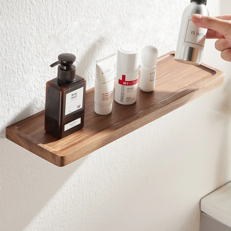 Bathroom Shelf, Wall Shelves for Living Room/Kitchen/Bedroom, Walnut Wall Mount Kitchen Spice Organizer Floating Shelve Storage