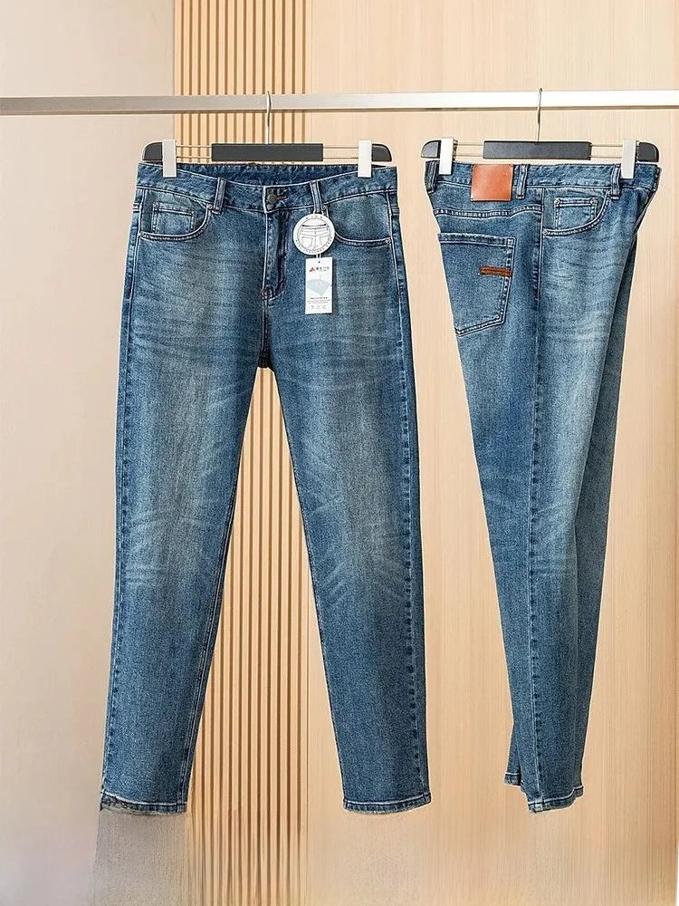 

Soft Skin-Friendly Men's Straight Leg Jeans 6K9 Wood Giant Four Seasons 35 Oz Premium Denim mid Waist Trendy Long Pants