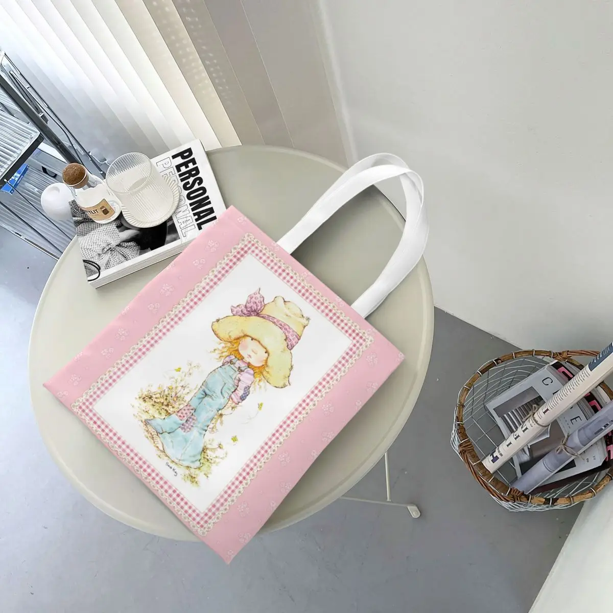 Cute Sarah Kay Girl Cartoon Canvas Handbag Tote Bags Merch Trendy For Woman Country Art Village Aesthetics Shoulder Bags