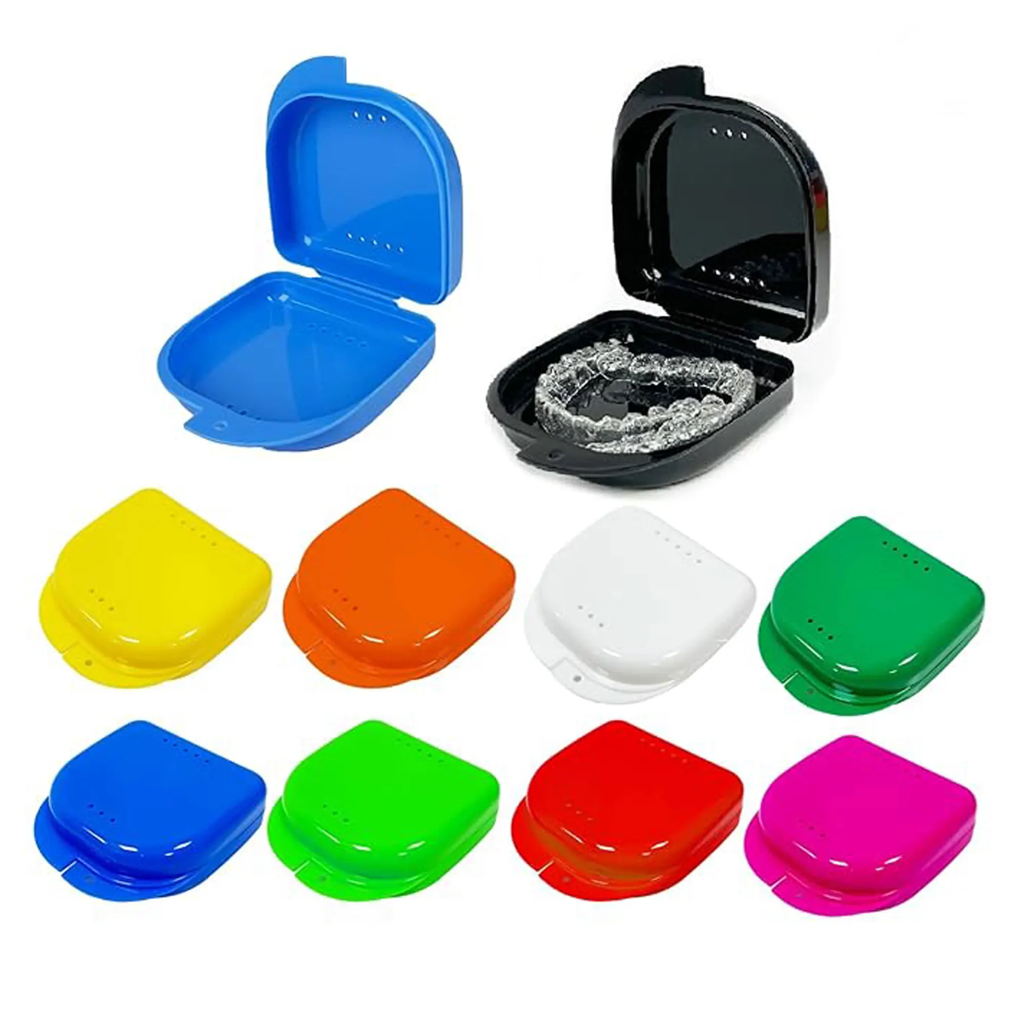 Retainer Case with Vent Holes, Denture Case, Tight Snap Lock Orthodontic Mouth Guard Case, Easy to Use