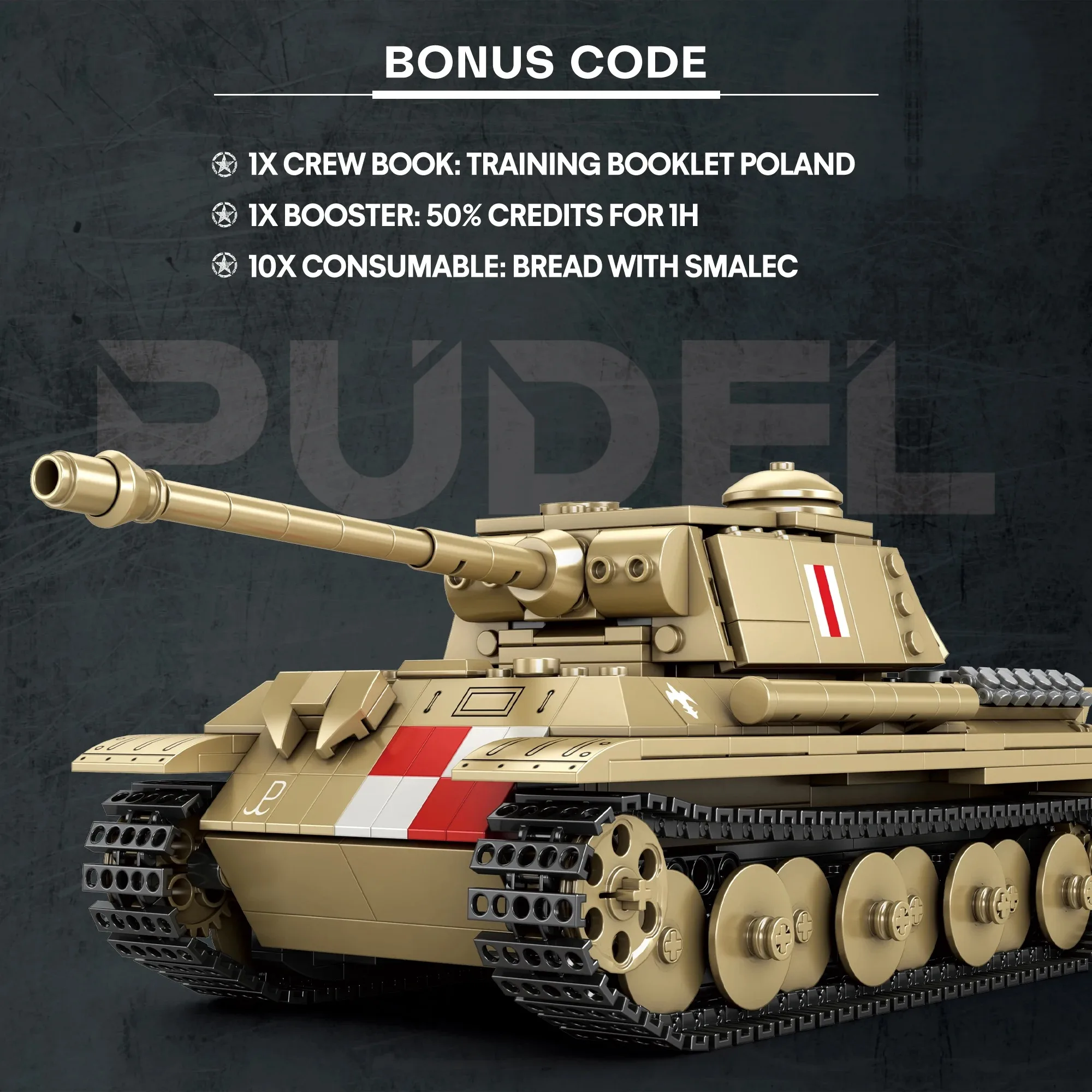 1:23 Scale Pudel Tank 969PCS Building Blocks Set , WWII Panther Tank Model, WOT Licensed Military Collectible for Adults 14+toy