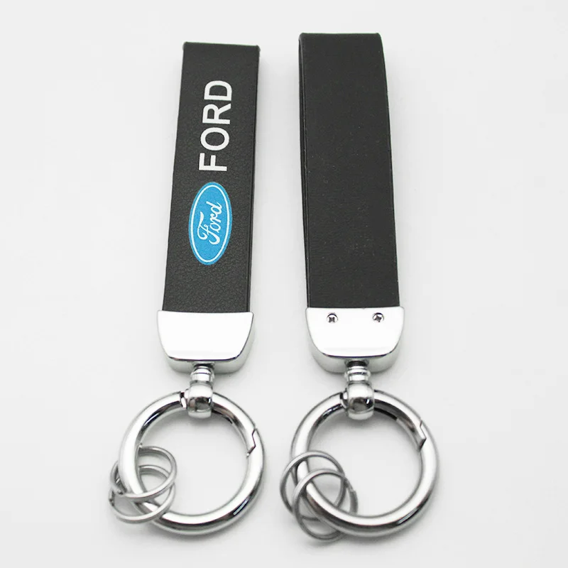 1 pçs 3d metal/couro estilo do carro chaveiro para ford fiesta mondeo fusão escape shelby auto chaveiro acessórios