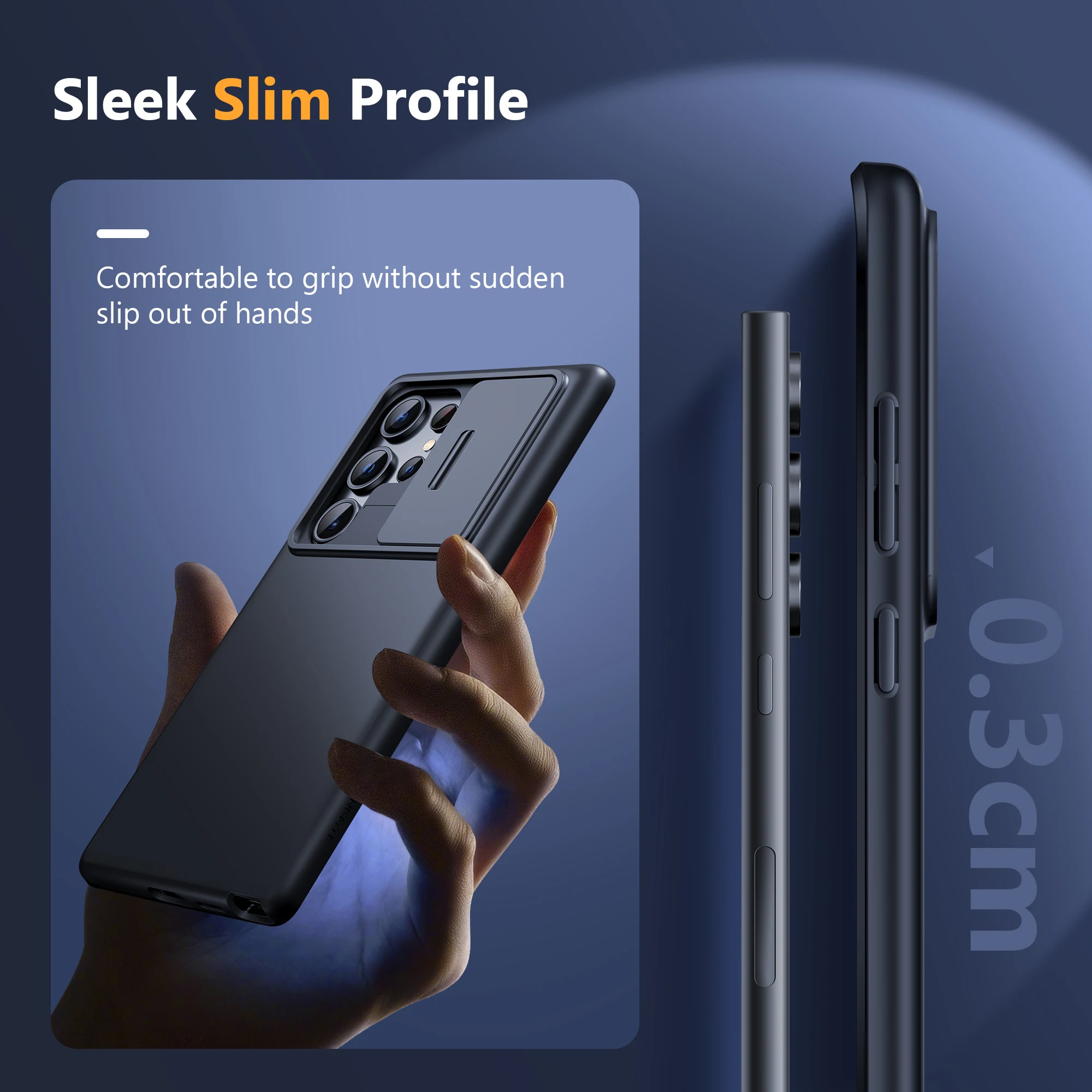 For Samsung Galaxy S24 ultra phone case with slide camera cover, screen protector, military shockproof protection, slim, matte