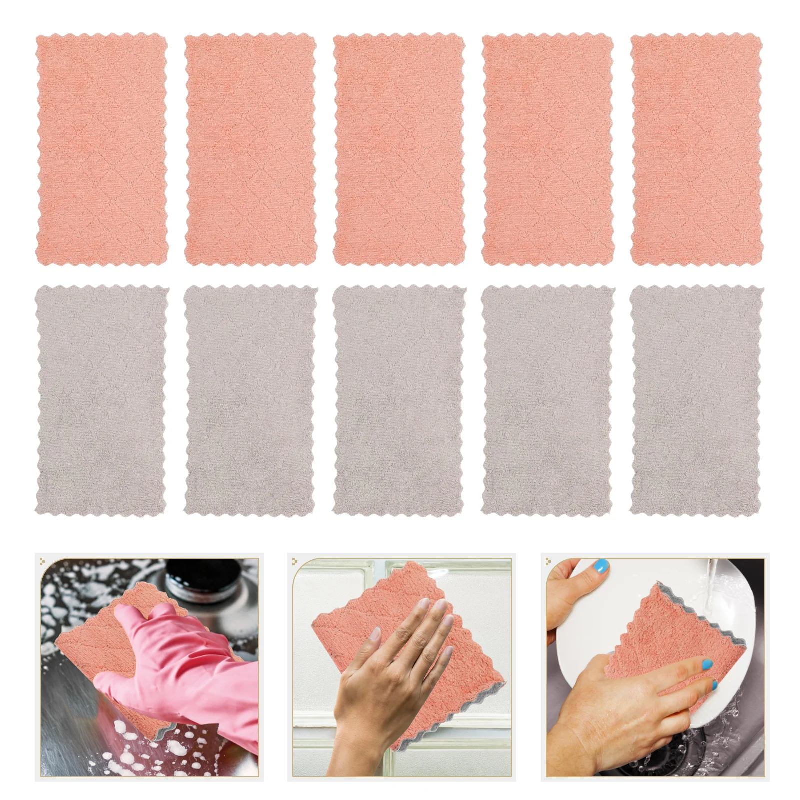 10 قطعة مجموعة قماش التنظيف سميكة المرجان الصوف مناشف الأطباق للمطبخ امتصاص الماء قابلة لإعادة الاستخدام المنزلية منفضة الخرق بسرعة