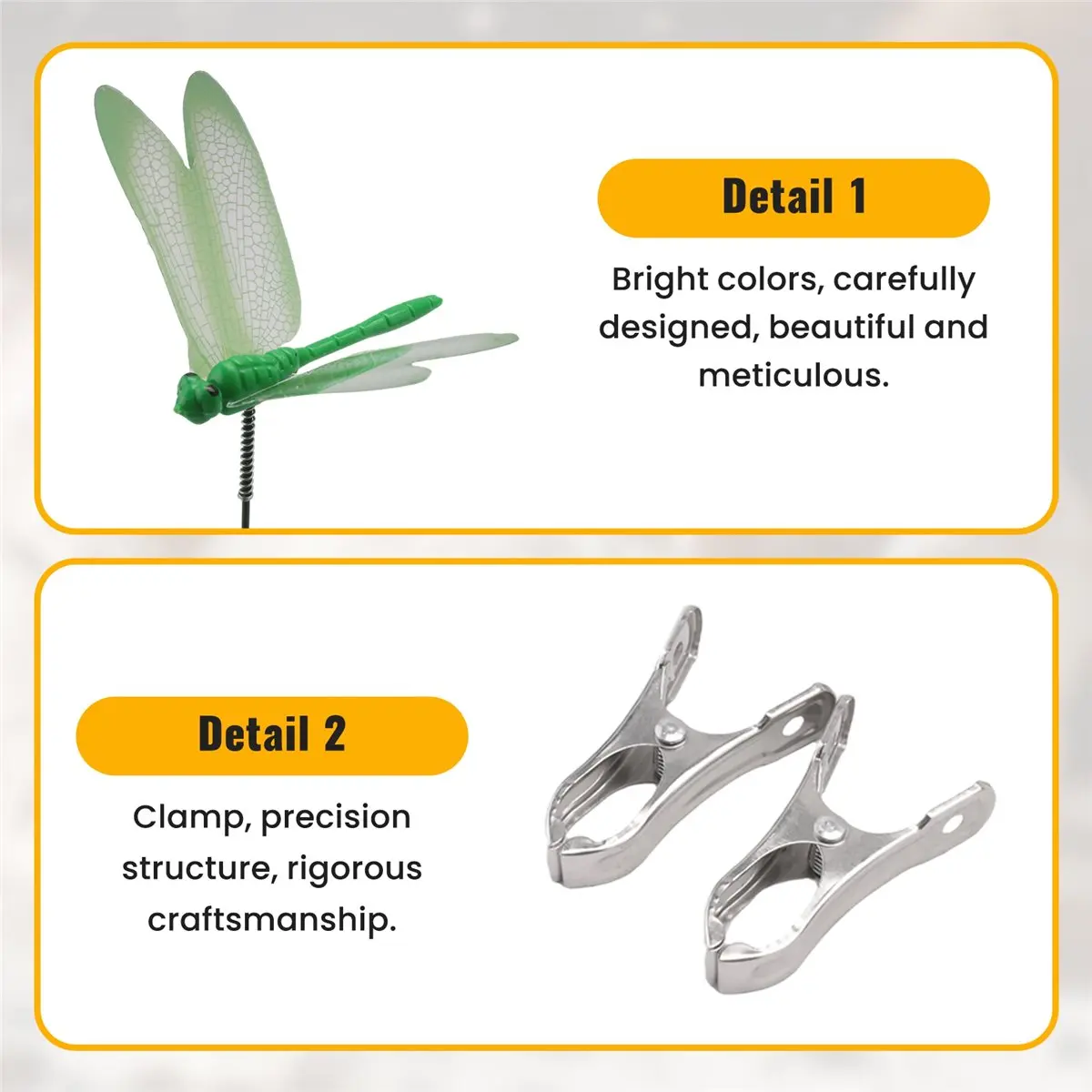 A62Z 15PCS Decorative Dragonfly Clips Decor for Garden, 9.8inch Long,Multicolor Versatile Clip-on Plant Decoration