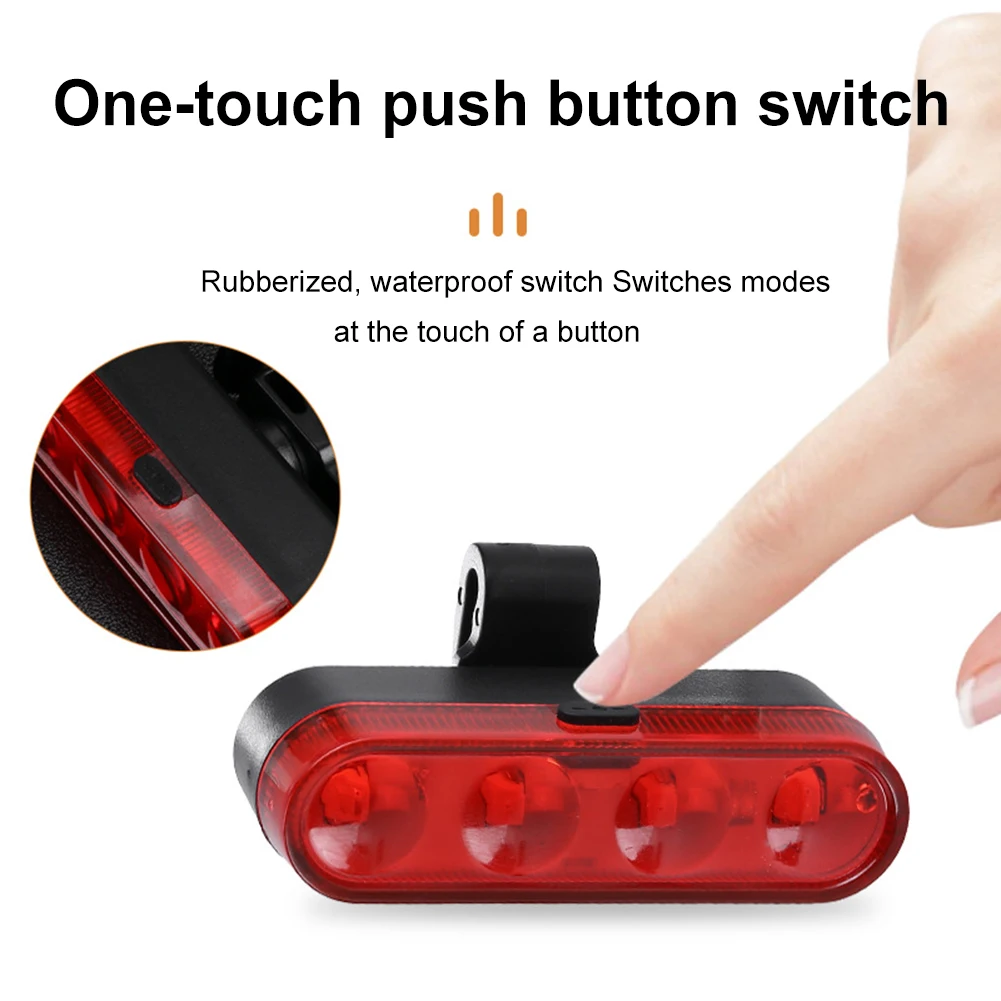 4 Sets Rear Bike Tail Light USB Rechargeable LED Red Bright Taillights Cycling Warming Safety Lamp Bicycle Rear Night Light