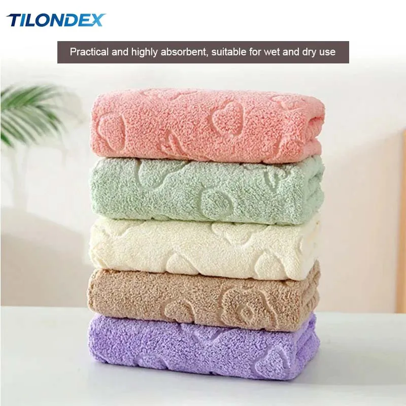 TILONDEX Soft Absorbent Coral Fleece Quick-Drying Bathroom Towels Cute Fun Design Face Towels for Home