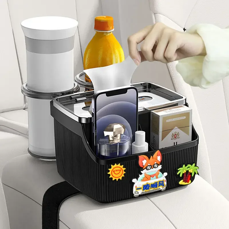 

Car Armrest Box Storage in-car Tissue Multifunctional Car Armrest Middle Storage Cartoon Cute