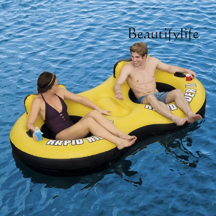 

Double floating ring inflatable eight-figure seat swimming ring floating row oversized thickened water floating bed