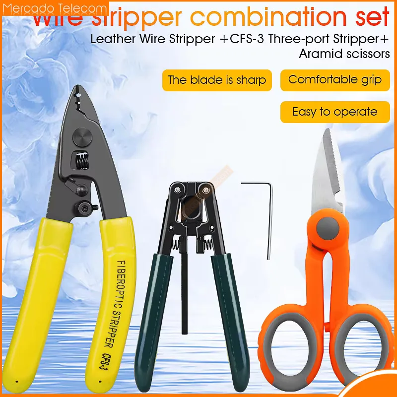 

3-In-1 Suit Sell Fiber Optic Tool Kit Scissors Three Hole Pliers Stripper and Fiber Optic Stripper
