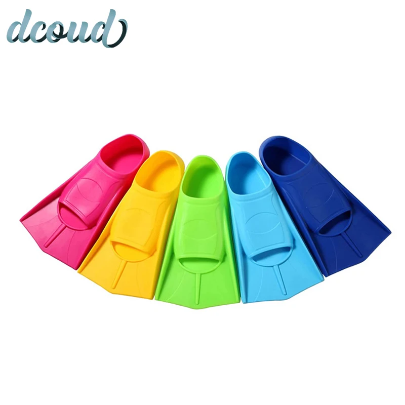 Swim Training Fins Silicone Professional Scuba Diving Fins Short Men women Snorkel Swimming Fins Kids Flippers Equipment Set