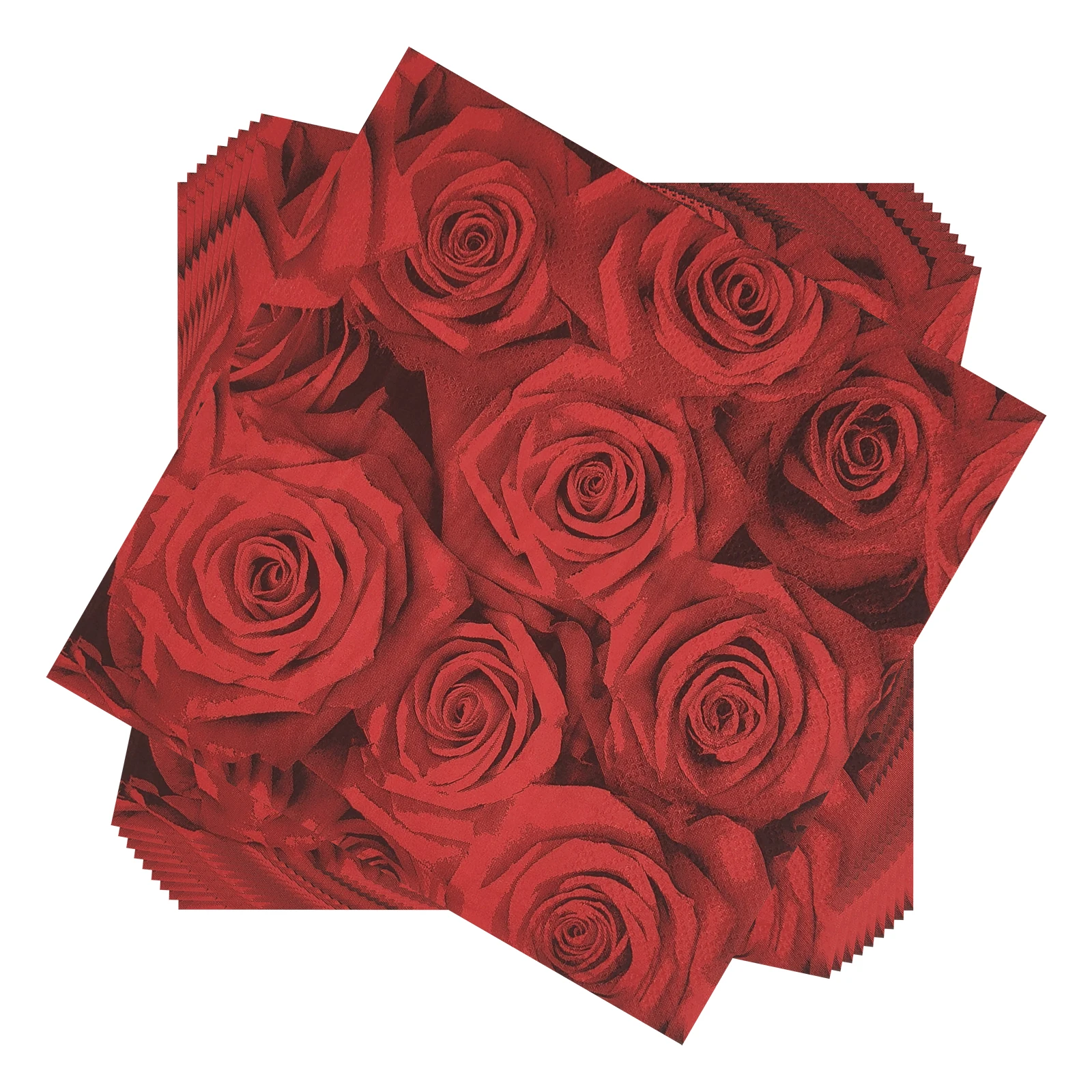 

Бумажные салфетки с принтом роз, 100 шт., 6,5x6,5 дюймов, 2-слойные, с цветочным узором, для ужина, для гостей, на День святого Валентина, свадьбу, девичник