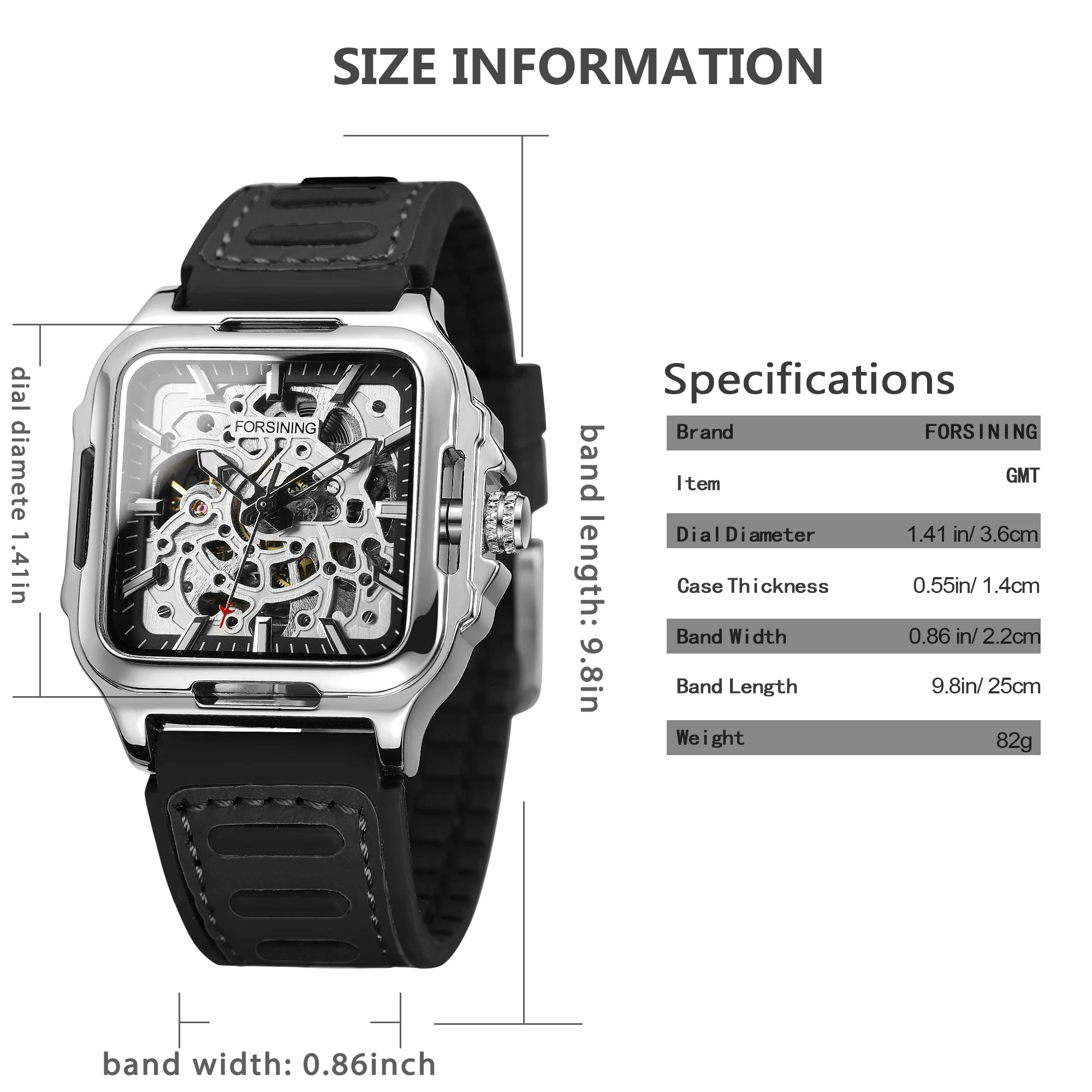 Forsining Hollow Engraving Men\'s Automatic Mechanical Skeleton Watch Cool Sport Silicone Strap Wristwatches Ideal Gifts For Man