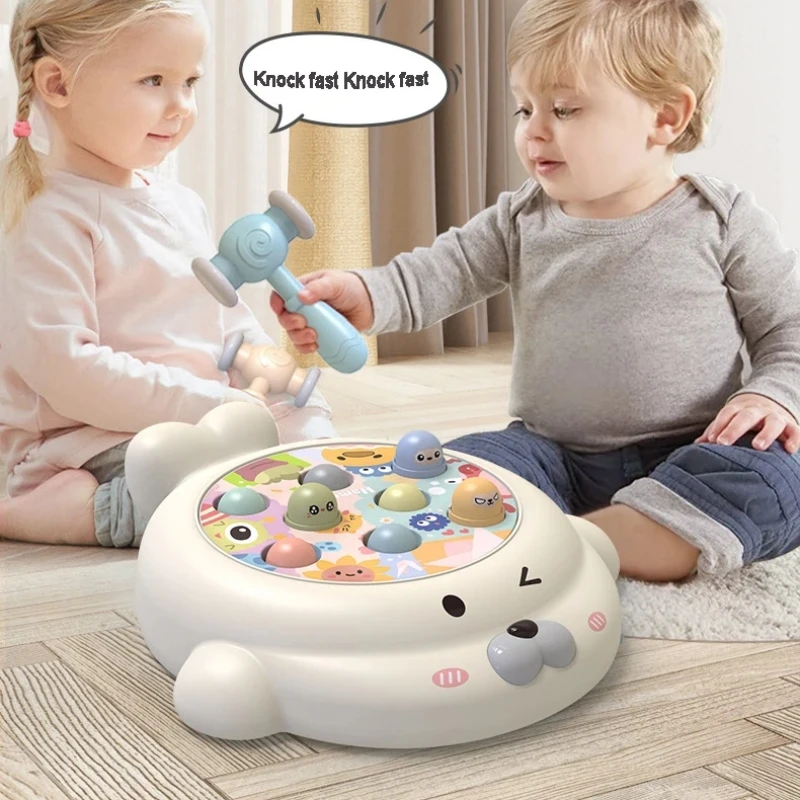 Children's Knocking Mole Game Montessori Toy Interactive Educational Pounding Toys for Toddler with Music Infants Whack Mole Toy
