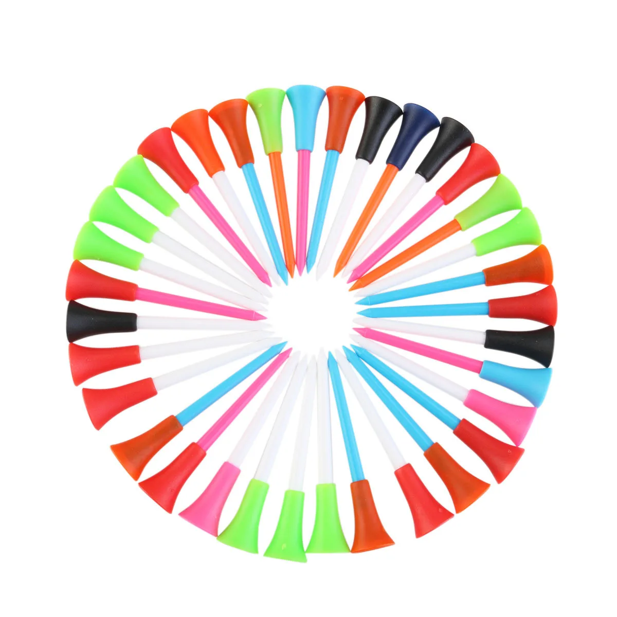 100 قطعة جولف تيز البلاستيك المطاط 85 مللي متر قطر 0.7 بوصة مشرق اللون المحملة امتصاص الصدمات حامل الكرة سهلة الحمل استخدام مريح #4