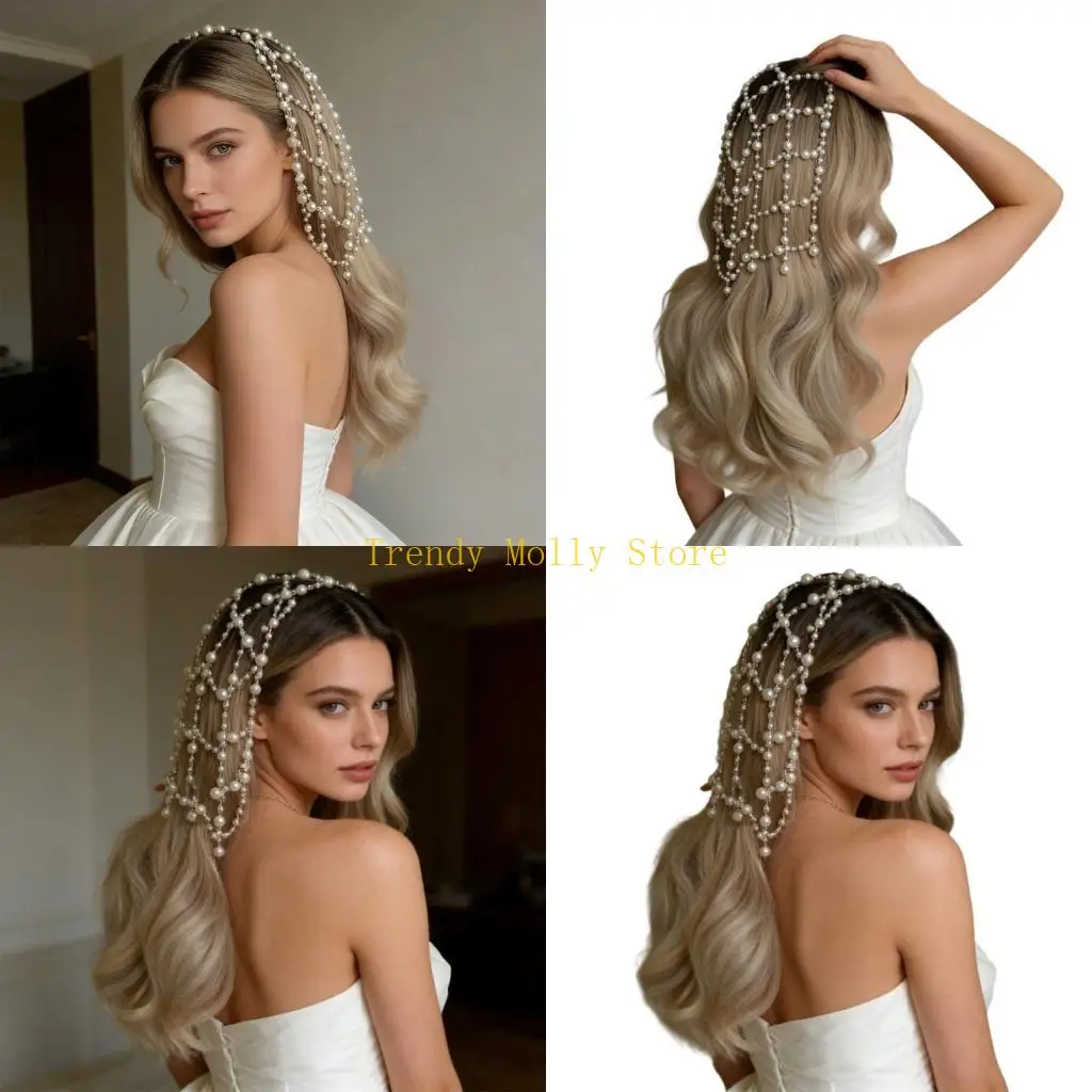 

N5KB Классическая цепочка для волос, украшенная жемчугом, эластичная и дышащая, придаст элегантности вашему зимнему гардеробу