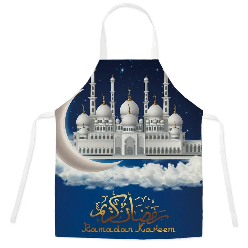 Kitchen apron Muslim Islamic Ramadan printed  for men and women Sleeveless anti-fouling home cleaning cooking accessories