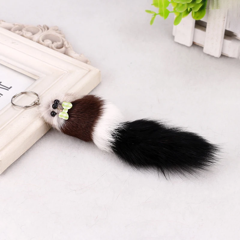 Plush Animal Keychain Cute Fluffy Long-Haired Hamster Keyholder Women Girl Bags Keyrings Cars Key Ring Gift Decoration Jewelry