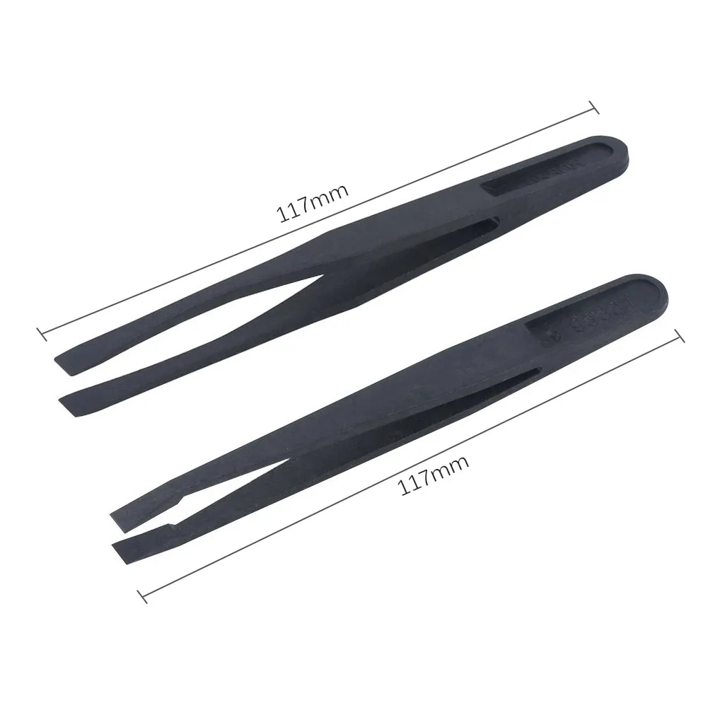 93301 + 93308 Anti-static Plastic Tweezers Set Wide Flat Tip ESD Tweezers for Phone Laptop Computer Repair Tools