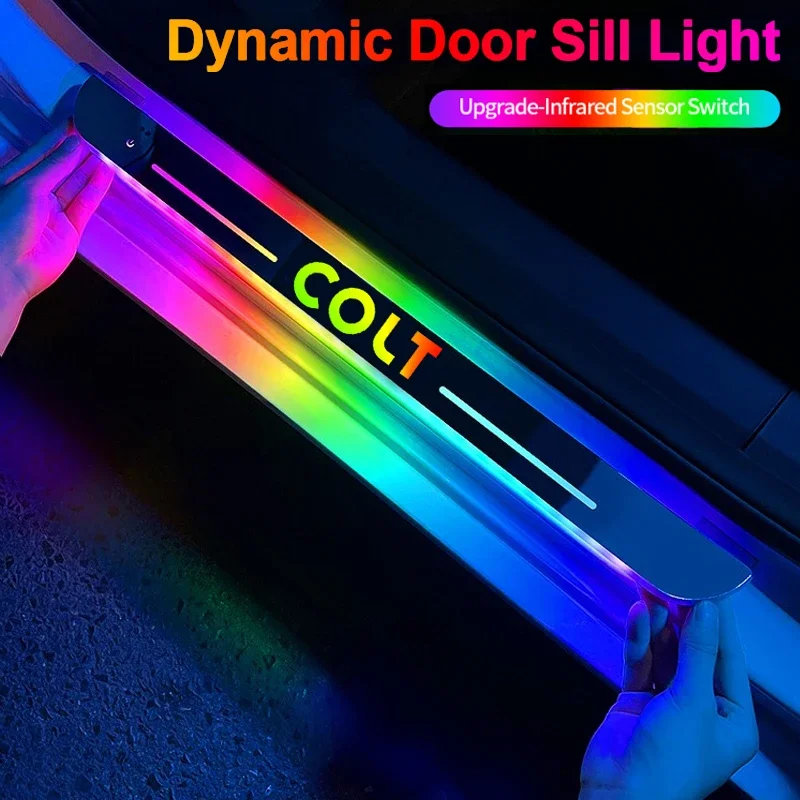 

Car Welcome Door Sill Streamer Light LED Auto Scuff Plate Pedal Lamp Decoration Accessories for Mitsubishi COLT