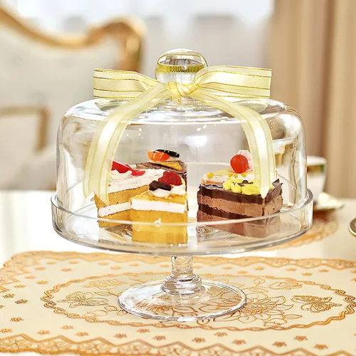 Cubierta de pastel europea, cena a la luz de las velas, vidrio transparente, polvo, postre, merienda con tapa, bandeja de té, fruta, punto oeste, hogar