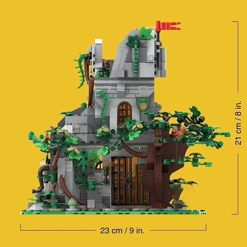 중세 숲 성 모델 Moc 빌딩 벽돌 숲 요새 기술 모듈 형 블록 선물 크리스마스 장난감 DIY 세트 조립