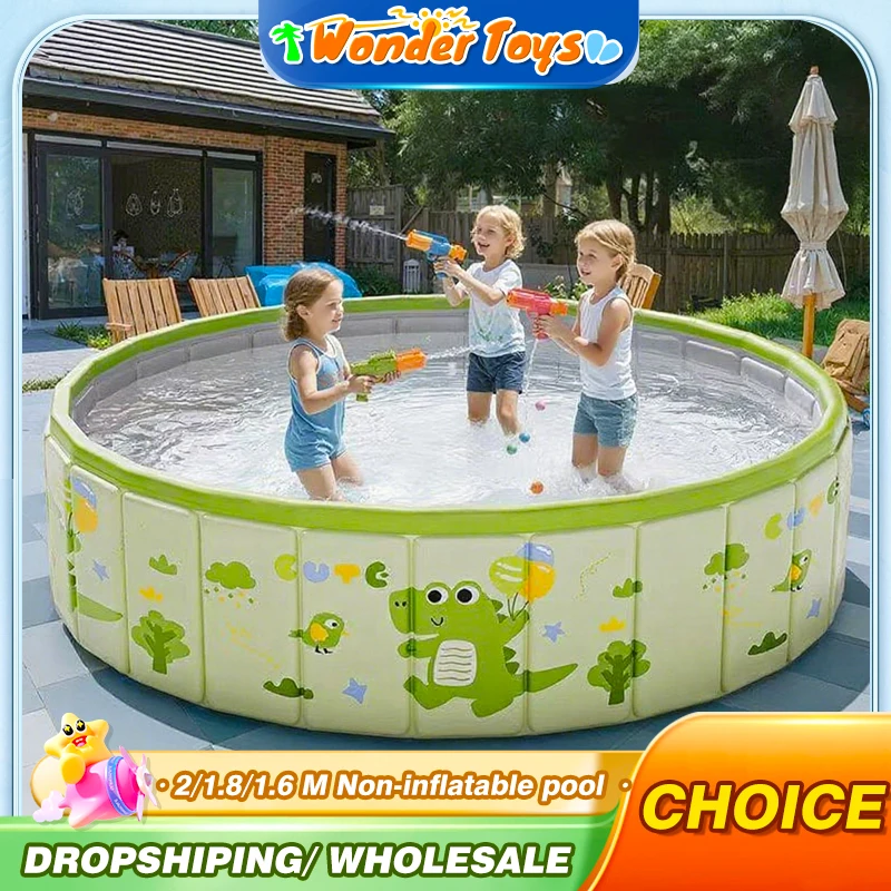 

Non-Inflatable Swimming Pool 2/1.8/1.6/1.2 M Removable Indoor Outdoor Large Family Pools Non-Installation Basin for Baby Kids
