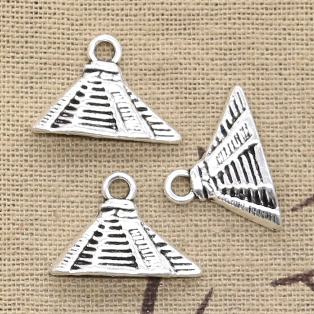 12pcs Charms Egyptian Pyramid 21x15mm Antique Bronze Silver Color Pendants Making DIY Handmade Tibetan Finding Jewelry