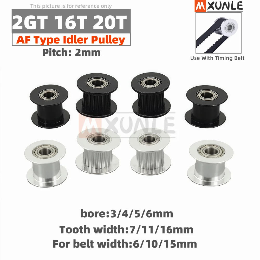 

16T 20T 2GT Idler Timing Pulley Bore3/4/5/6mm Width 6/10/15mm GT2 Synchronous Belt 3D Printer CNC Parts Idler Type Pitch 2mm