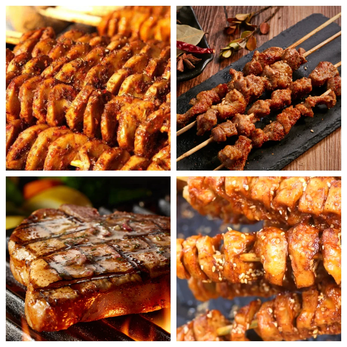 Máquina comercial elétrica profissional de alta qualidade para fazer produtos de carne, grelhas de churrasco em aço inoxidável