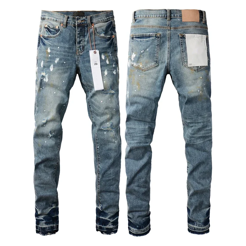 

24ss American High Street Brand Ripped Jeans Men's Commuter High Waisted Pencil Pants Fashion Street Style Casual Pants