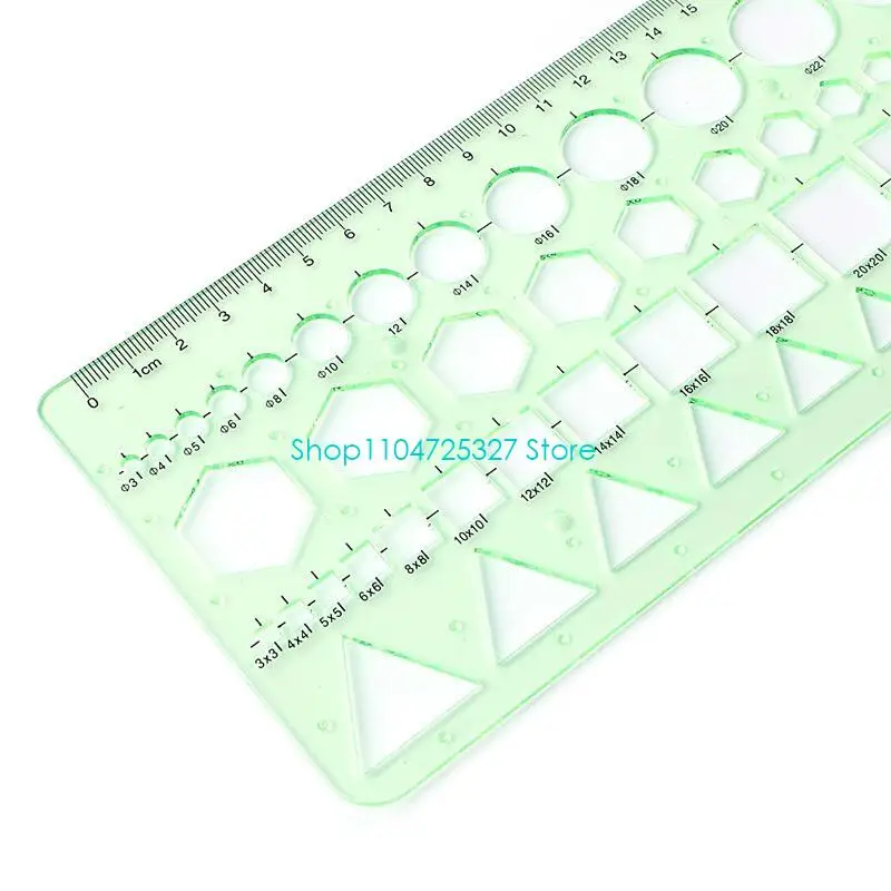 D8KF Plastic Circle Square Hexagon Geometric Template Ruler Stencil Measure Tool NEW