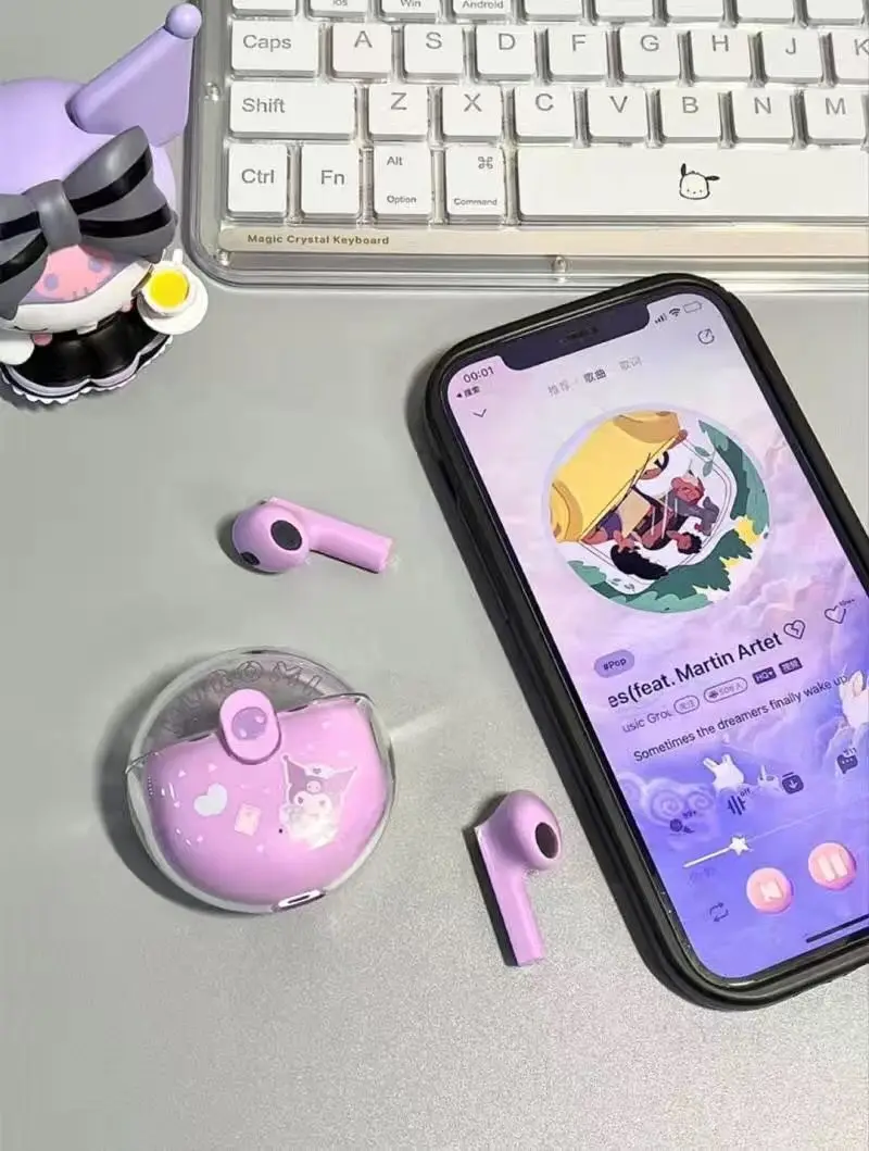 Sanrio Hello Kitty Bluetooth Headphones Kuromi True Wireless Headset My Melody Sport Noise Reduction Game Touch Contro Earphone