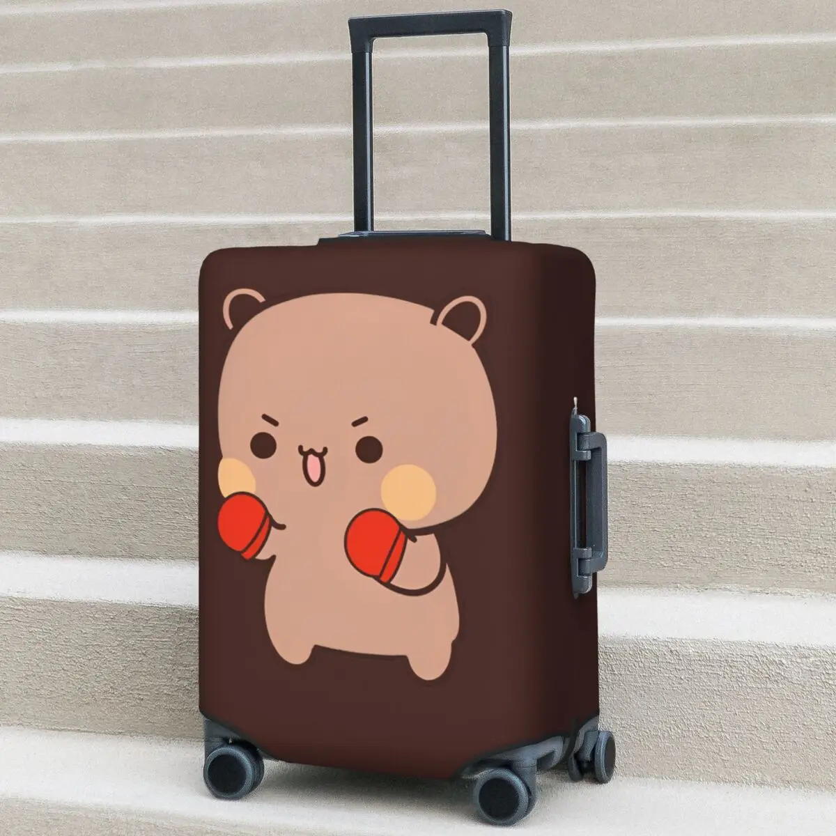 

Peach And Goma Bubu Dudu Balloon Suitcase Cover Holiday Cute Bear Strectch Luggage Accesories Cruise Trip Protection