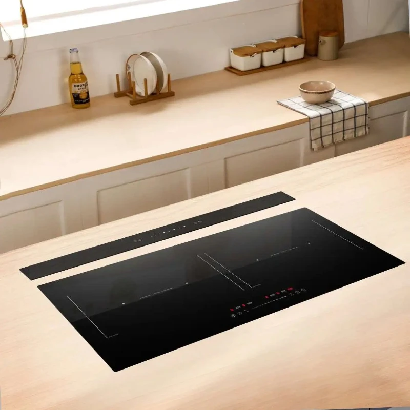 90cm Ultra-Thin Slide-Out Downdraft Range Hood Automatic Lifting Kitchen Ventilated Hood with Slim Installation