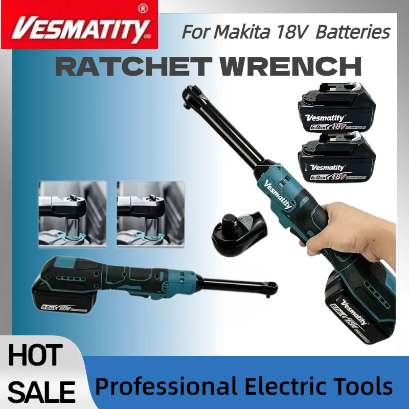 Electric Cordless Ratchet Wrench with 220N.m Torque 3/8 Inch and 1/2 Inch Extended Head for Screw Nut RemoveFor Makita Battery