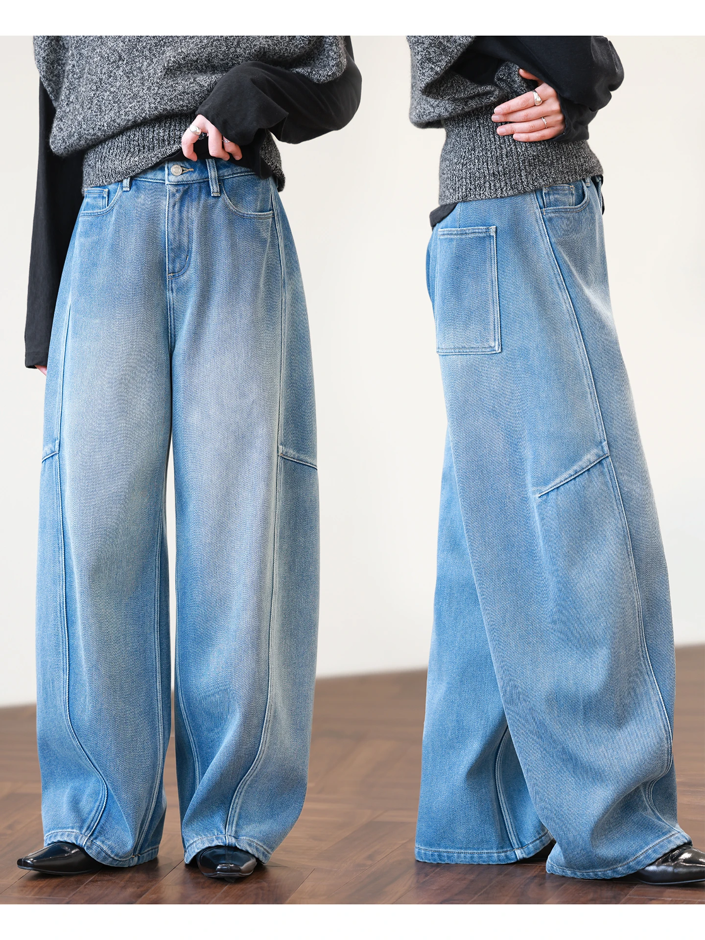 

Женские джинсы прямого кроя, свободные, светло-голубые, из денима, с высокой талией, широкие штанины, повседневные, из чистого хлопка, однотонные, на все сезоны