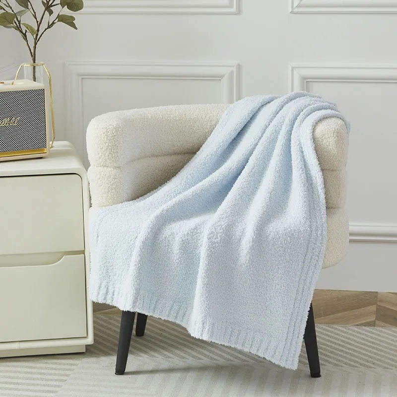 

Cozy Plush Microfiber Throw Blanket - Lightweight & Breathable for Sofa, Bed, AC Rooms - Striped Knit Design