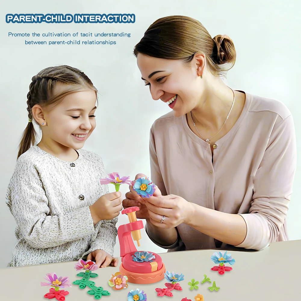 Buquês de flores brinquedos artesanais diy kits de artesanato brinquedos máquina de gravação brinquedos pai criança quebra-cabeça interativo brinquedos natal meninas presentes