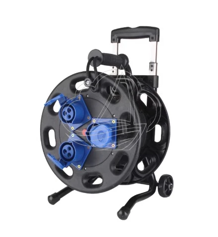 220V Portable Cable Reel with Socket IP44 1 Meter Cable 50 Meters Extension 100 Meters Total Length for Outdoor Use