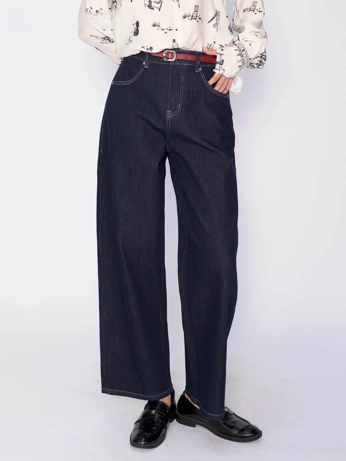 

La Chapelle универсальные прямые джинсы с высокой талией, женские повседневные джинсы в стиле ретро с модным дизайном