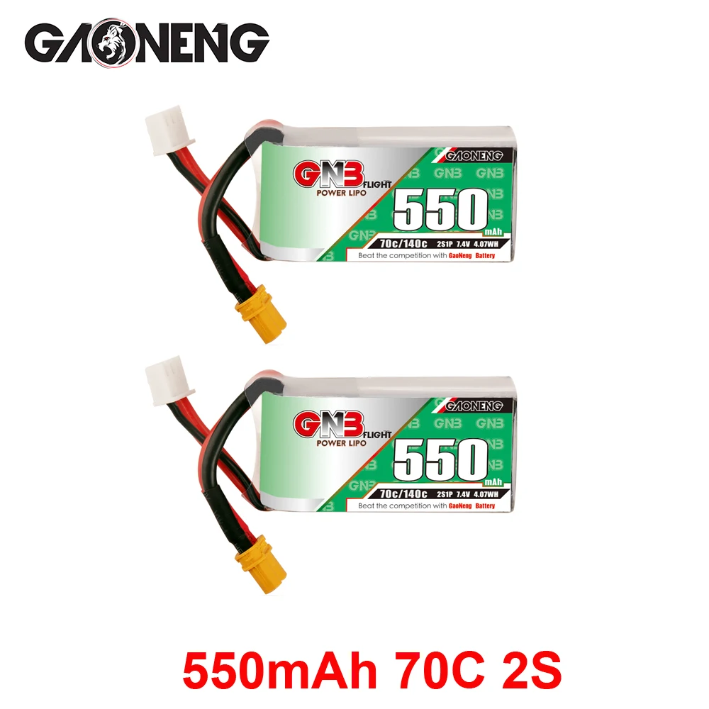 2PCS GNB 550mAh 2S 7.4V 70C/140C Lipo Battery JST XT30 Plug For Emax babyhawk Micro aircraft Mini Quadcopter FPV Racing Drone