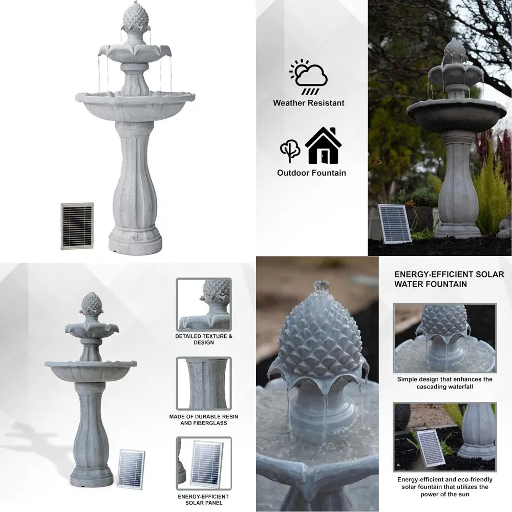 

Белый стекловолоконный полимерный открытый 2-х уровневый фонтан для птичьей ванны на солнечной энергии с функцией автоматического выключения